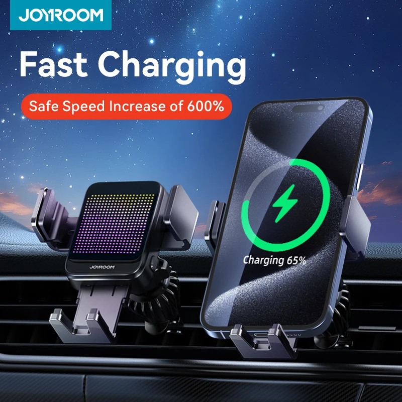 

Joyroom Wireless Charging Car Phone Holder 15W Air Outlet Phone Stand For iPhone 14 13 12 Pro Max Samsung Mobile Phone Car Mount