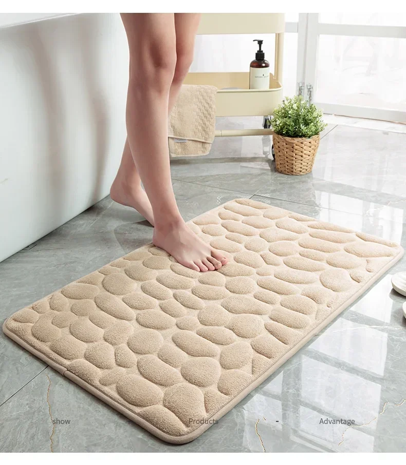 

40*60cm Cobblestone Embossed Bathroom Mat Non-slip Carpets Basin Bathtub Side Floor Rug Absorbent Doormat Carpet Washable