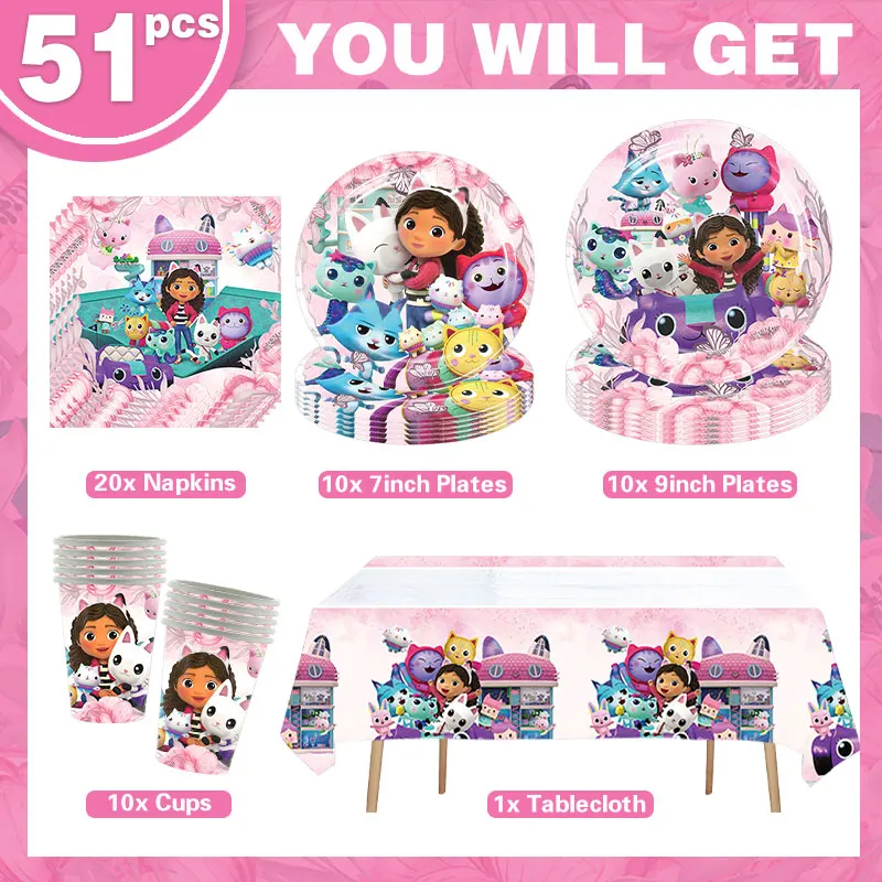 Gabby Dollhouse Verjaardagsfeestje Decoratie Cadeauzakjes Hangende Banner Tafelkleed Servies Voor Kinderen Gelukkige Verjaardag Feestartikelen