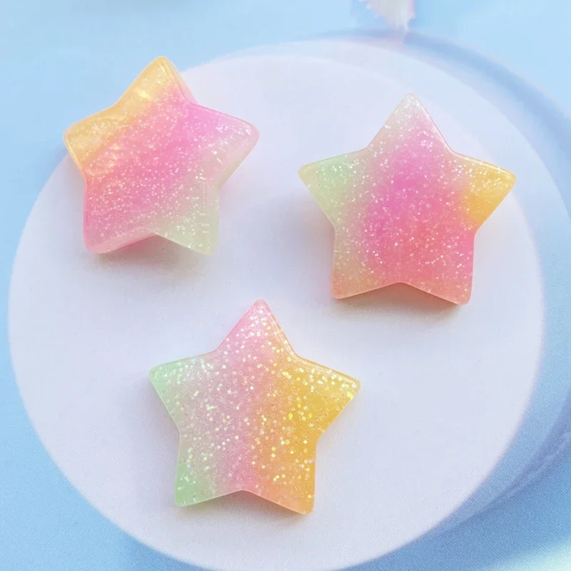 Colorful Resin cute shining stars Flatback Cabochon Scrapbook 10PCS DIY Accessory Decor Figurines Accessories