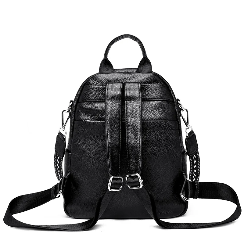 Cowhide Backpack High-Capacity Ladies 2023 Women\'s School Travel Chest Bag Fashion For Girls Shoulder Bags Black Chest Pack