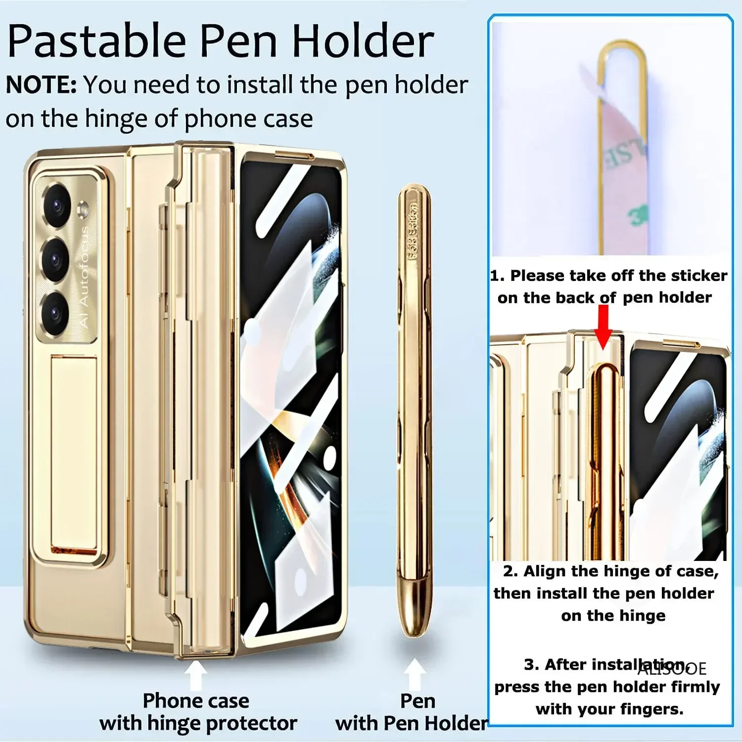 

Чехол для сенсорной ручки для Samsung Galaxy Z Fold 6, складной 5, 4, 3, чехол с шарниром, прозрачное покрытие, подставка, слот для ручки и переднее стекло