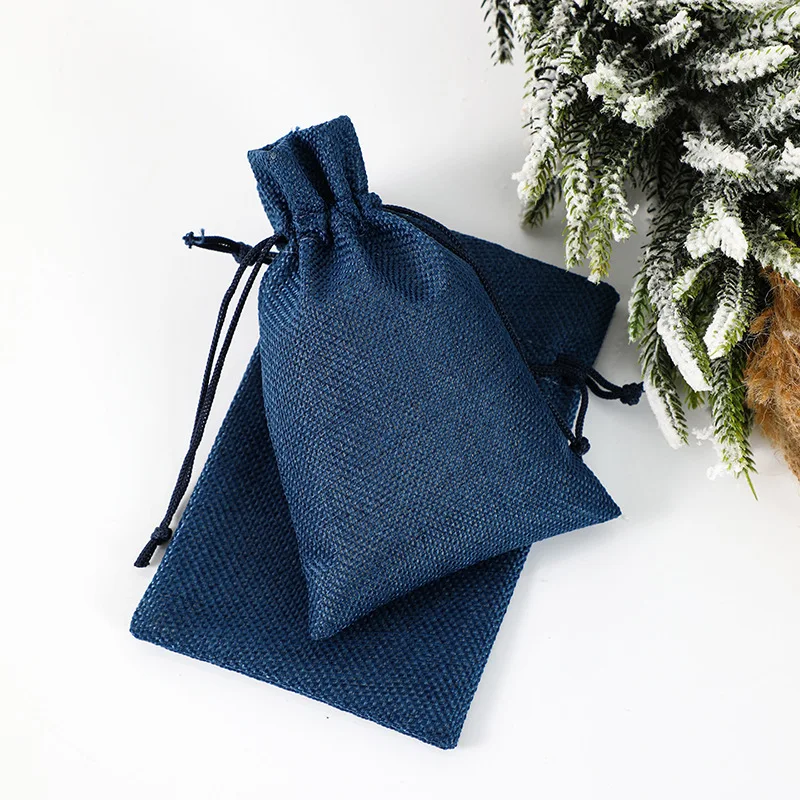 50pcs/lot 15*20 17*23 20*30cm Christmas/Wedding Gift Pouch Big Size Decorative Bags Cotton Linen Drawstring Bags Customized Logo