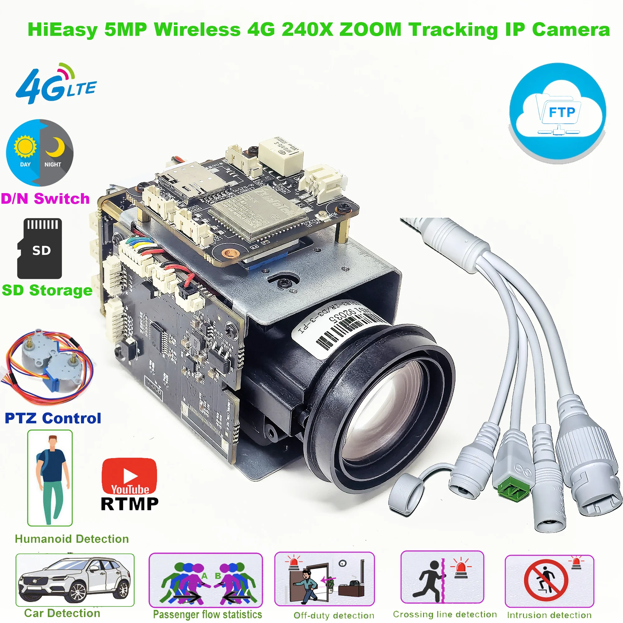 5MP 240X ZOOM Wireless 4G IP Camera PTZ Motor Alarm PTZ ONVIF HiEasy