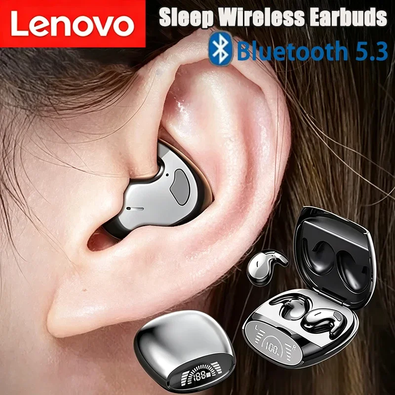 Lenovo Wireless Sports Bluetooth Headphones Ultra-thin Tws Dual Ear Sleep in Ear Mini Painless Call Noise Cancelling Headphones