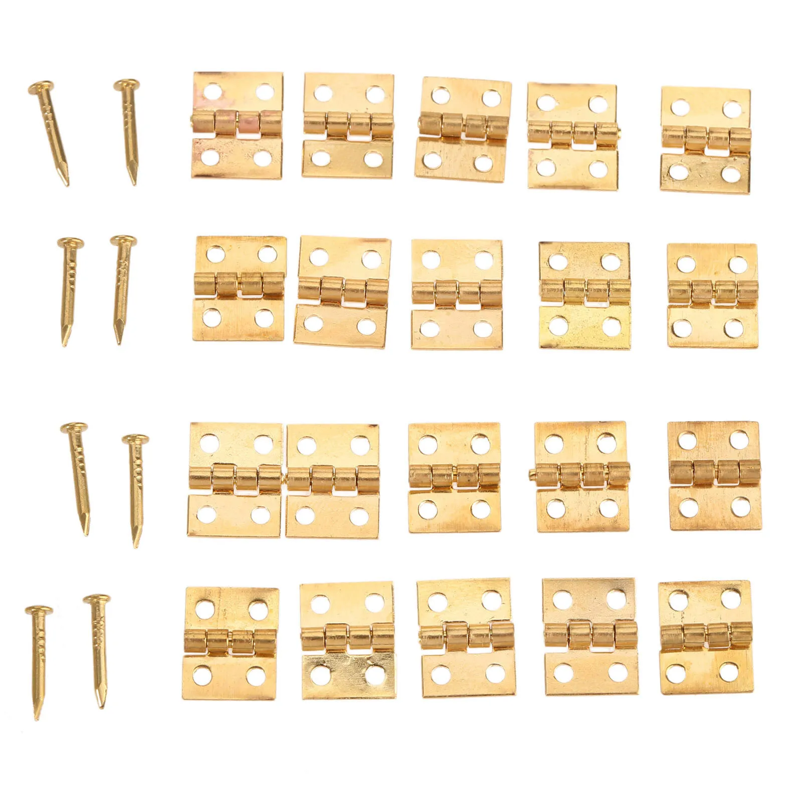 80Pcs Brass Hinges Mini Hinge 1cm*0.8cm for Small Furniture Jewelry Wood Box Decorative Bag Furniture Fittings with Screws