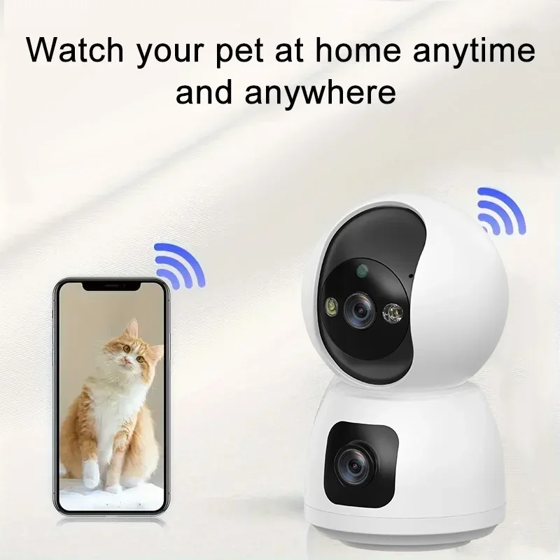 Pet Monitoring Camera with Pan Tilt Rotation, Wi-Fi Plug-in Design, Motion Tracking, Night Vision for Remote Viewing, 1-2Pcs