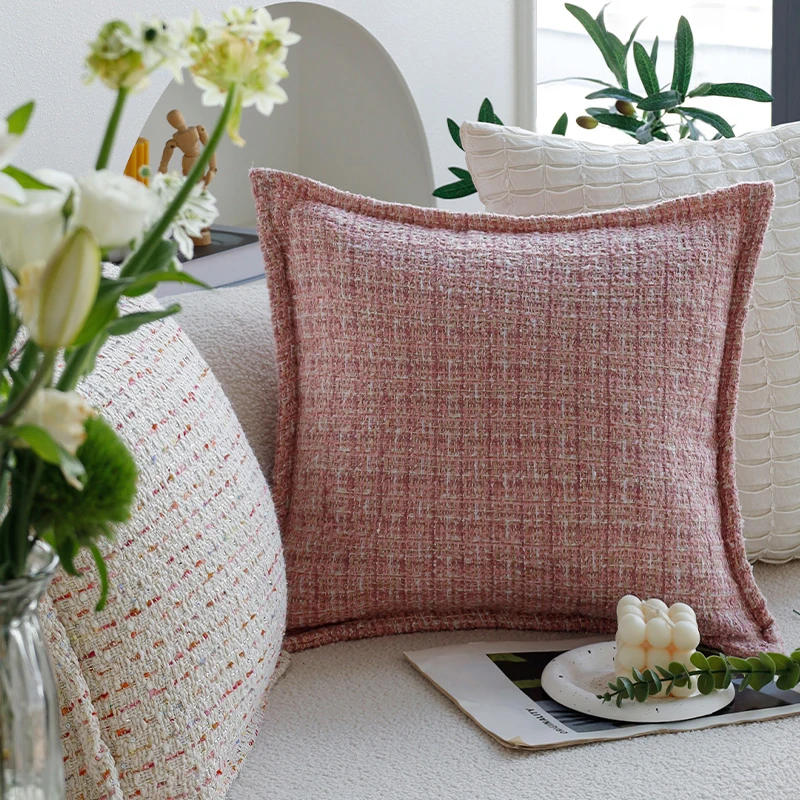 Jacquard Pink Pillowcases Home Decor Items Warm Minimalist Farmhouse Cushions Covers 45x45cm Pillow Cover Decorative For Home