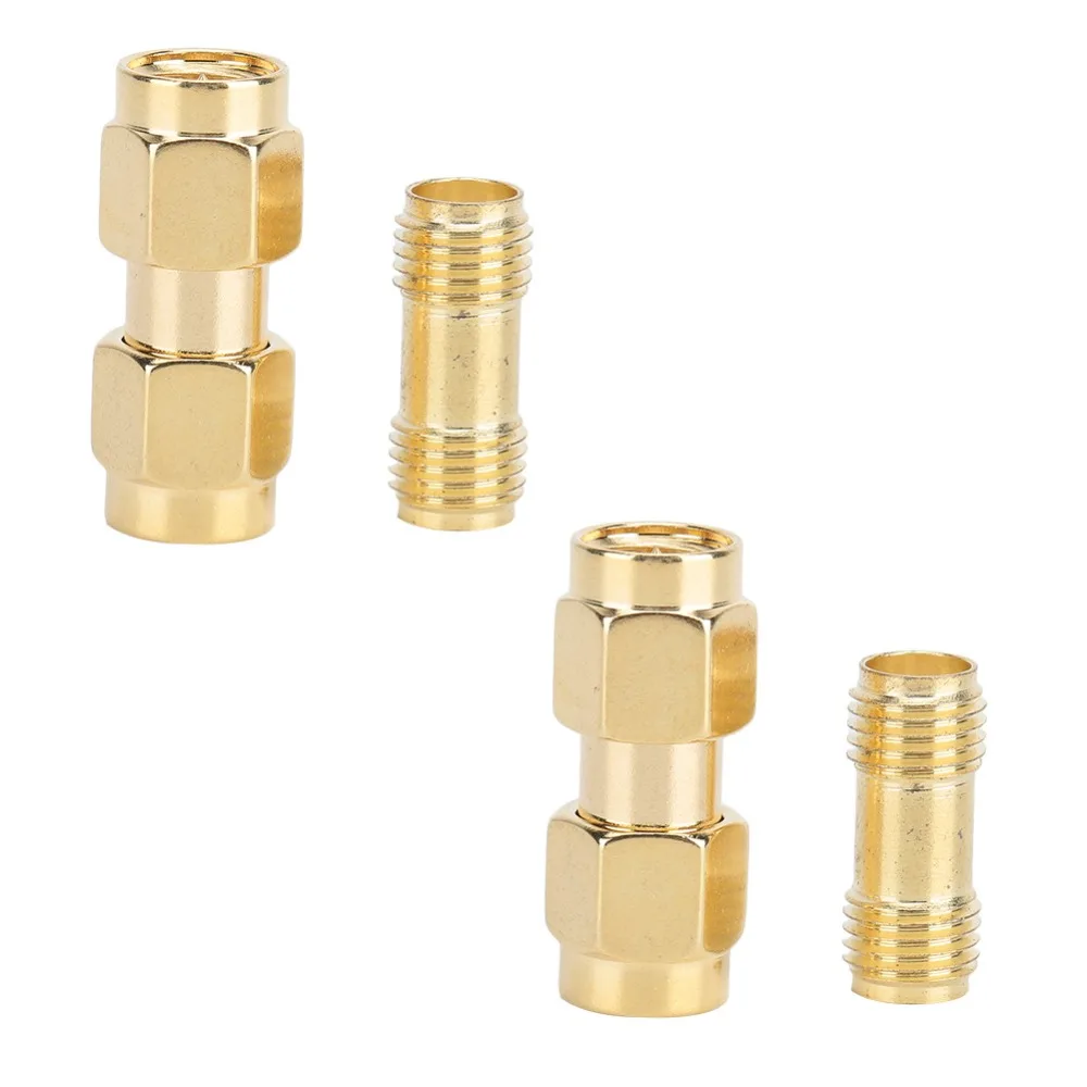 4PCS Golden 2PCS SMA Male to Male Adapter Double Pass Connector Male Female Connector Double Pass Adapter