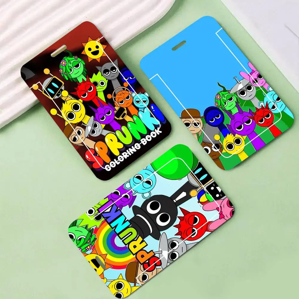 

Милые черные держатели для карт S-Sprunki Game с ремешком для студенческих карт питания и удостоверений личности, для школы