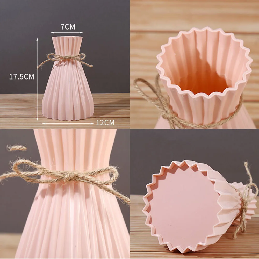 Creative Flower Vase Flower Arrangement Vase Dry Flower Bottle Plastic Flowerpot Modern Simple Waist Cinching