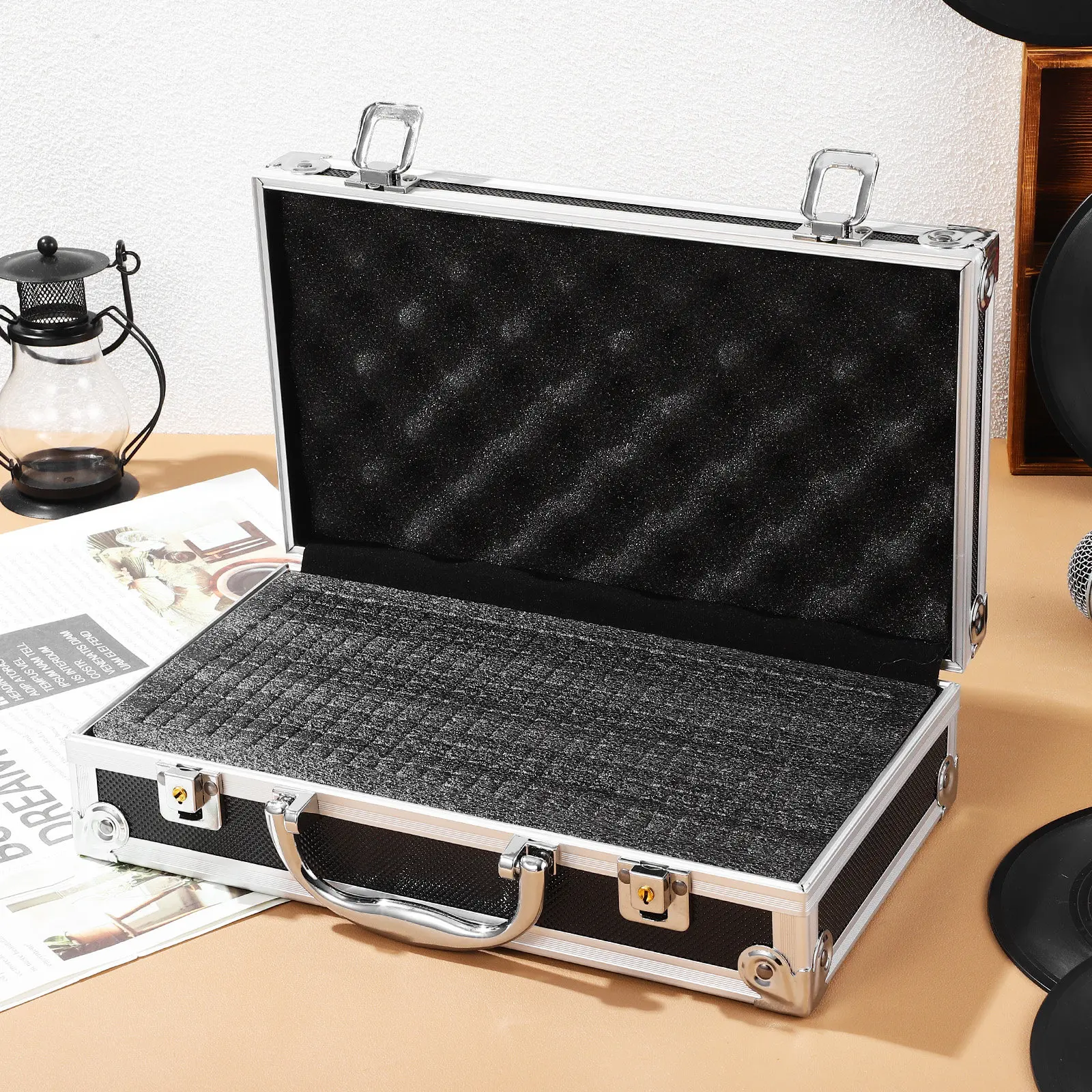Aluminum Alloy Toolbox Black Lockable Design Portable Tool Storage Case Organizer Shockproof Impact Resistant Tool Carrying Case