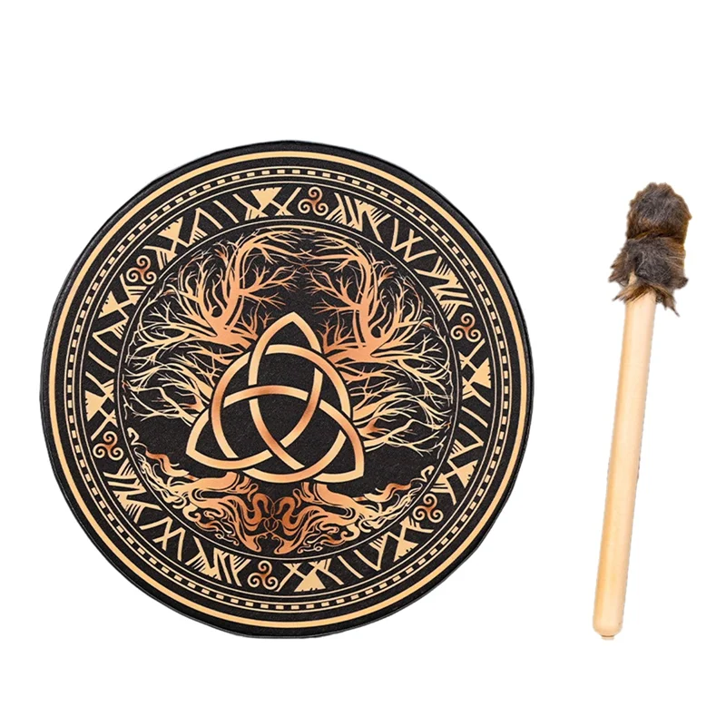 YHOLI-Celtic Drum With Drum Sticks Spiritual Healing Chakra Balancing Reflection Meditation Frame Durable - Image 5