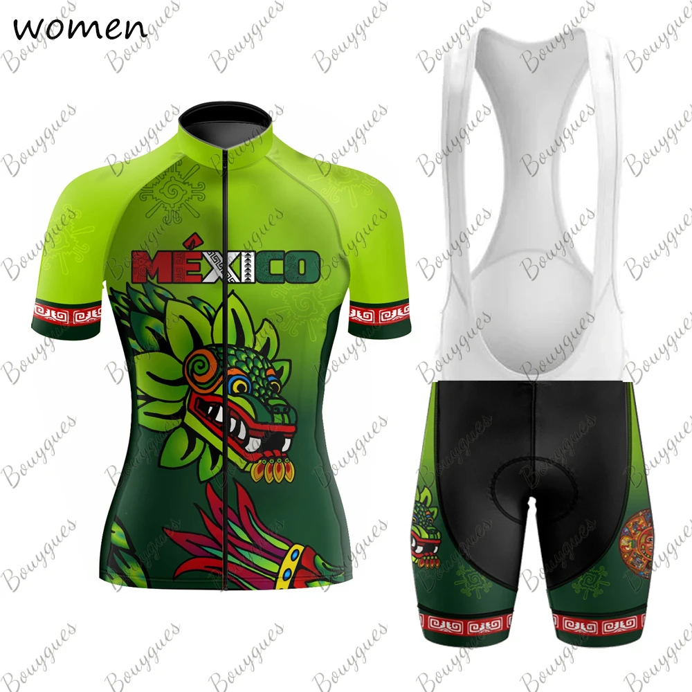 NEW Mexico Women Triathlon Short Sleeve Cycling Jersey Sets Maillot Ropa Ciclismo Outdoor sports Bicycle Clothing Bike Shirts