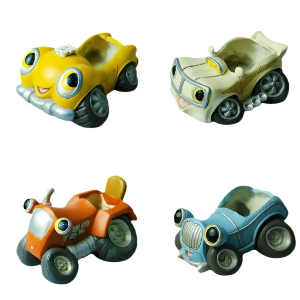 Car Shaped Succulent Flower Pot Cacti Resin Cute Succulent Plants Pot General with Drainage Holes Cartoon Car Figurine Office