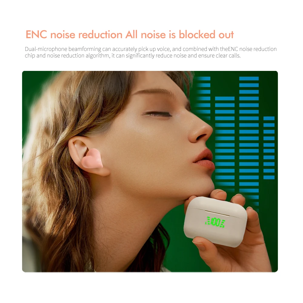 Headphone Nirkabel Tws Earphone Bluetooth Lucu Earphone Bluetooth Fashion Wanita Earphone Pelajar Game Merah Muda Hadiah Anak Perempuan