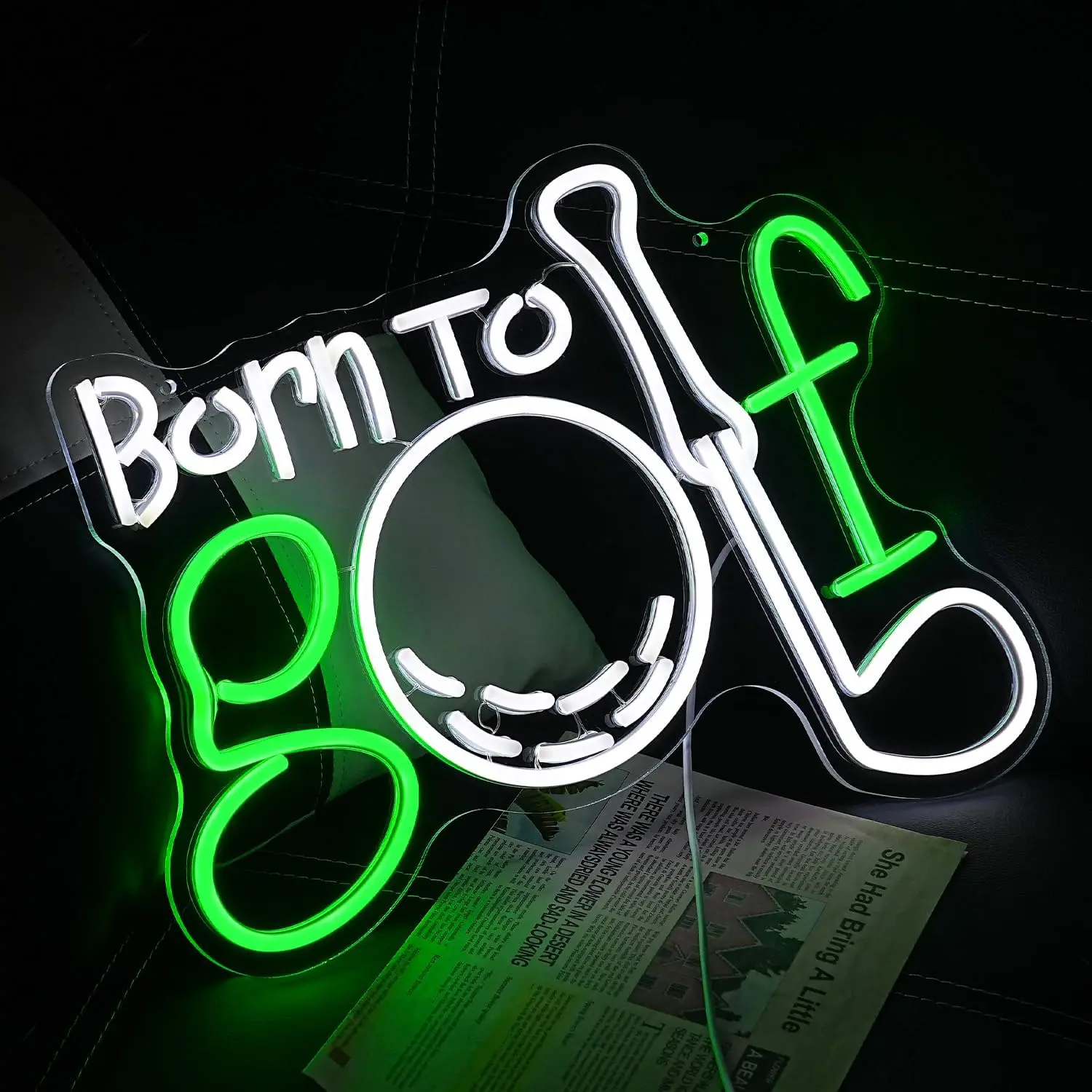 

Born to Golf Neon Sign Wall Decor Golfing LED Light Golf Club Green White Room Decor for Gym Richer Sports Room Man Cave Social