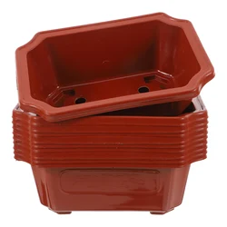 10pcs Bonsai Pots Flowerpots For Outdoor Office Bonsai Plants Decor Plastic Growing Pot Planting Gardening Accessory Rectangular