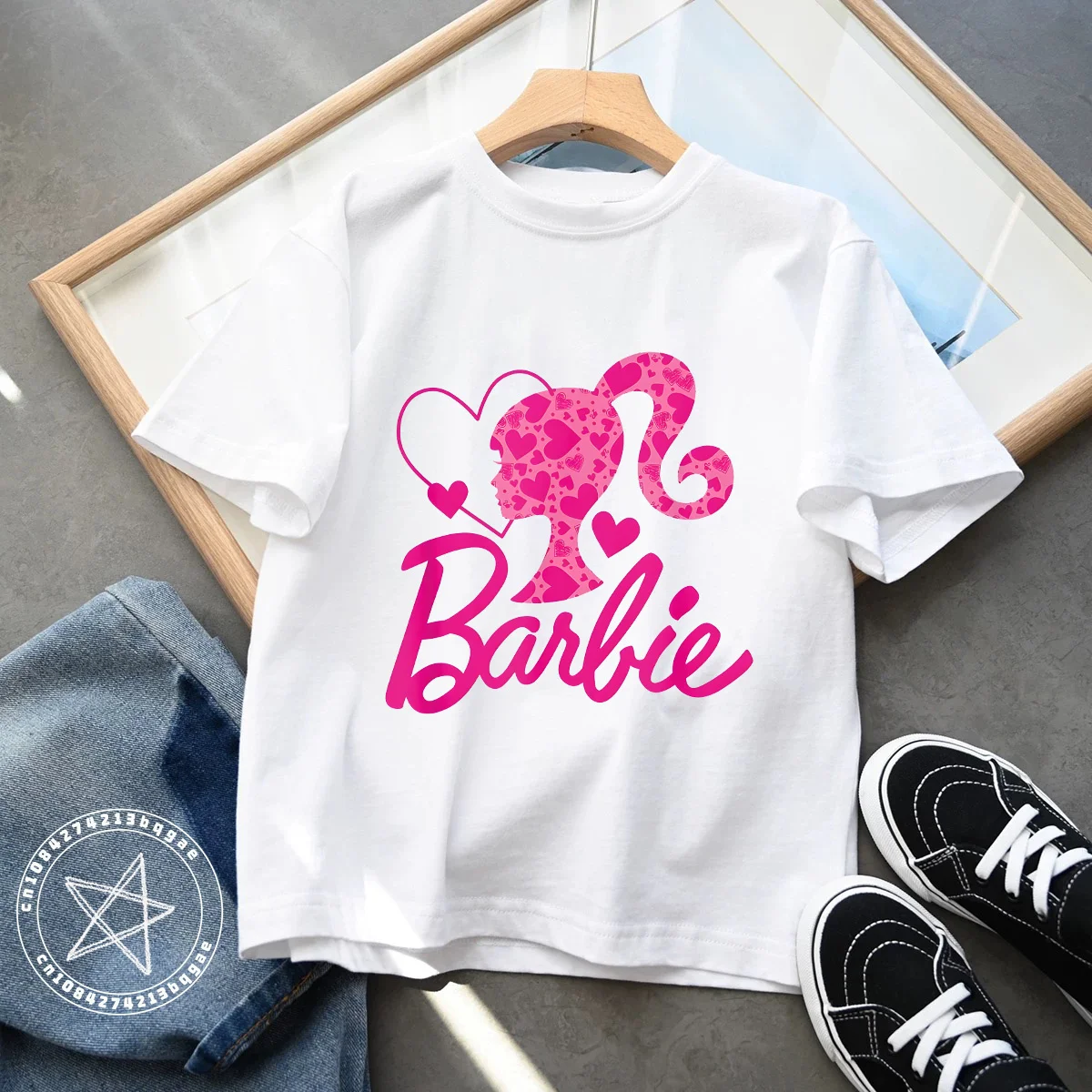 2025 Kawaii Barbie Children Short Sleeves Anime Cartoon Girls Boys Round Neck T-Shirt Soft All-Match Y2K Kids Clothes Streetwear