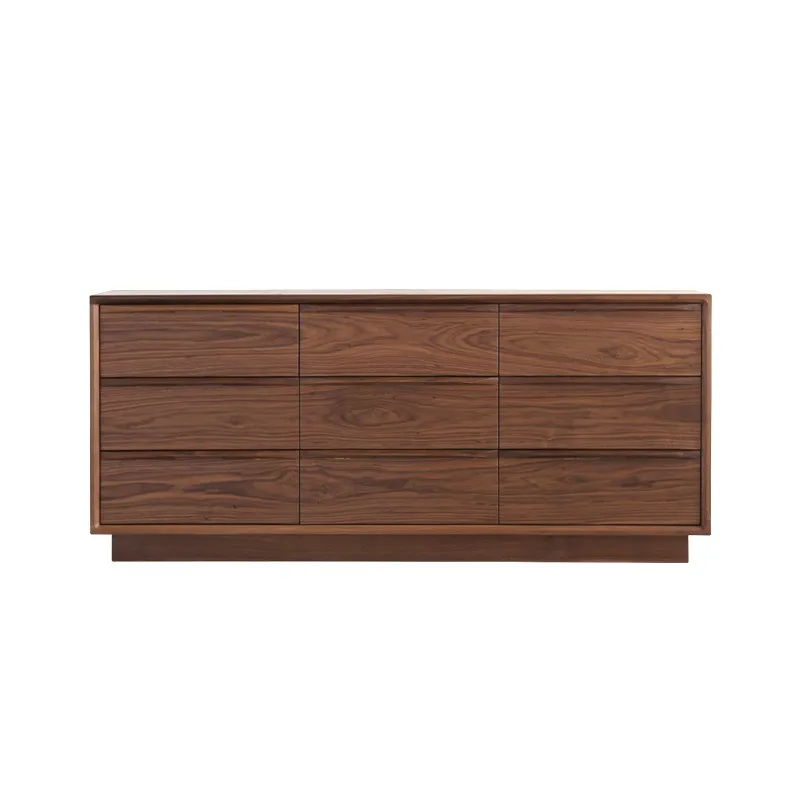

All solid wood black walnut nine-chest cabinet, simple modern storage cabinet, Nordic white oak multi-functional floor cabinet