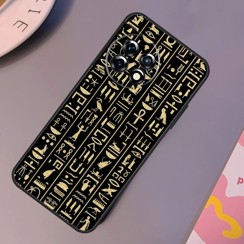 Ancient Egyptian Hieroglyphic Case For OnePlus Nord CE 2 Lite 3 2T N30 N20 N10 OnePlus 11 12 10T 12R 10R 8 9 10 Pro Cover