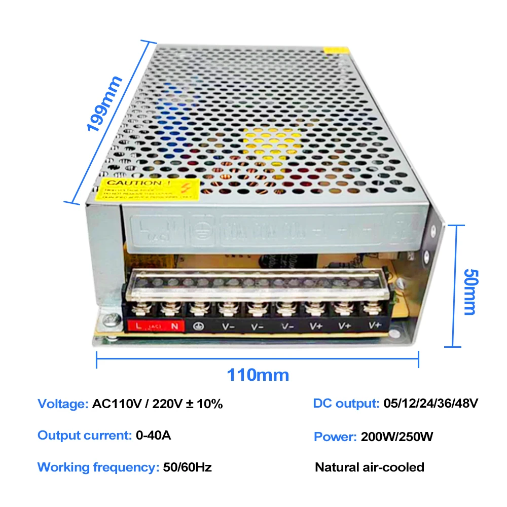 NEW DC 5V 12V 24V 36V 48V Power Supply SMPS AC-DC 100-220V TO 5V 12V 24V 36V 48V 5A 10A 20A 30A 40A CCTV LED Motor Power