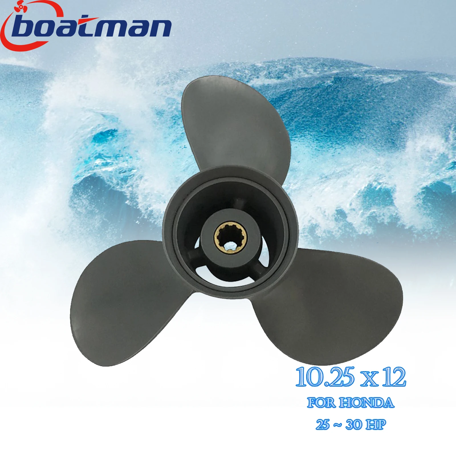 

BOATMAN 10.25x12 Aluminum Propeller for Honda BF 25HP 30HP Outboard Engine 10 Spline Tooth RH Factory Outlet Boat Parts Prop