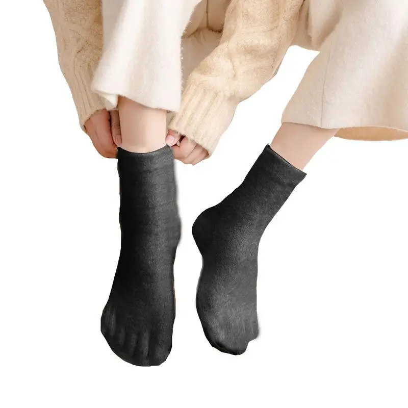 Split Toe Winter Socks Mid-Length Five Toe Socks Anti-Cold Yoga Pilates Dance Fitness Indoor Sports Split Toe Socks