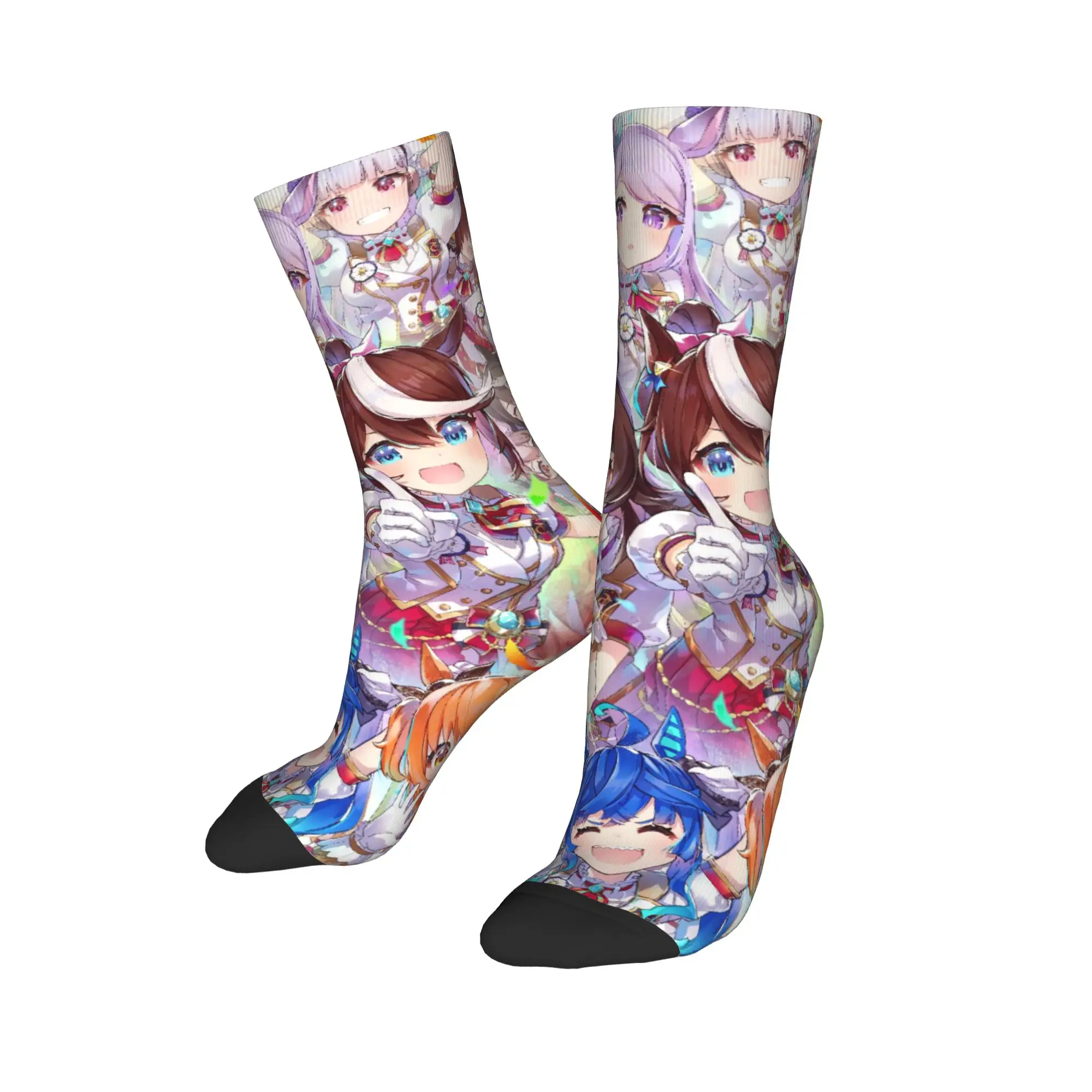 

Cool Uma Musume Pretty Derby Basketball Socks Polyester Crew Socks for Unisex Non-slip