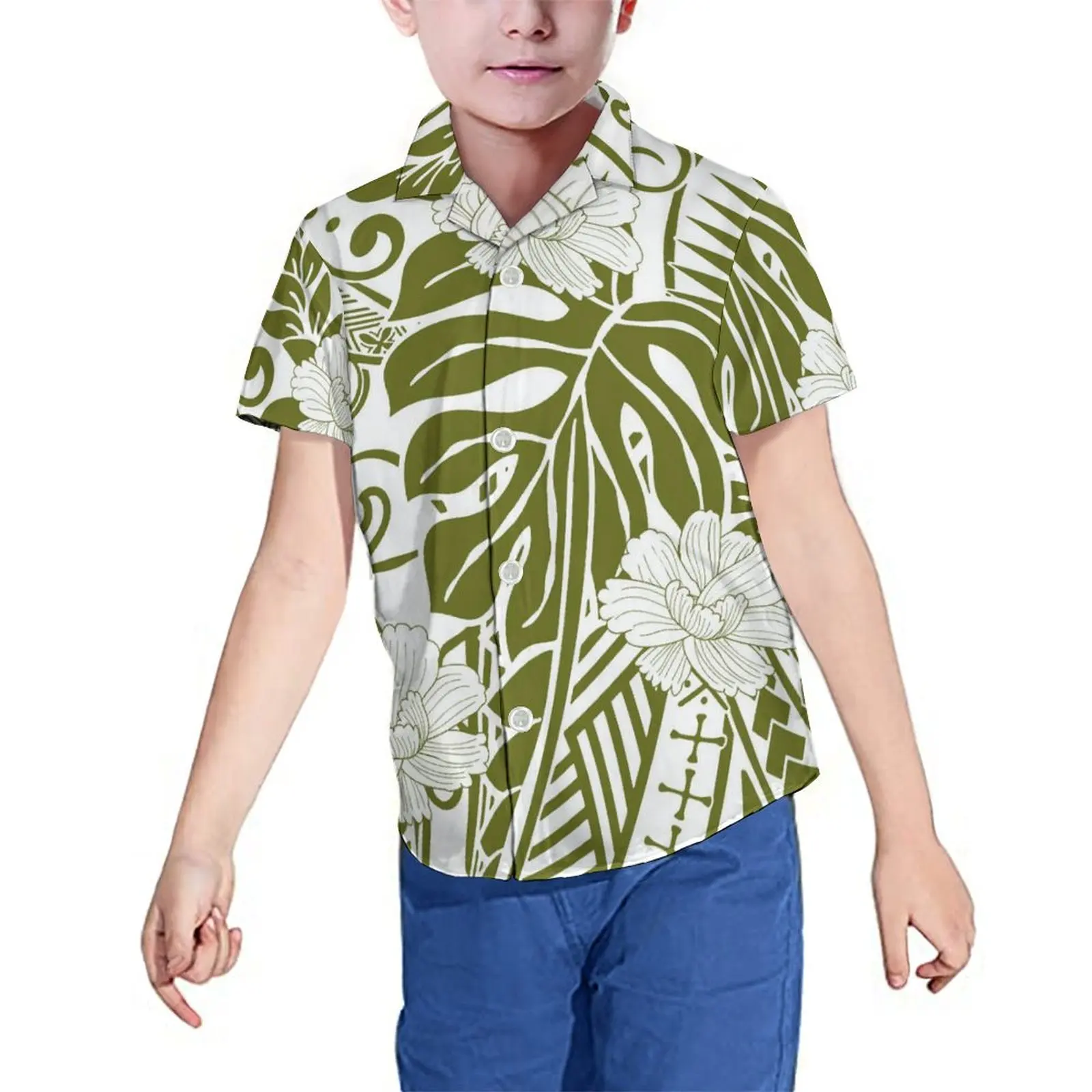 Polynesian Children'S Halter Multi Layered Long Dress Samoa Children'S Shirt Customized Island Kids Shirt And Dress Set Match