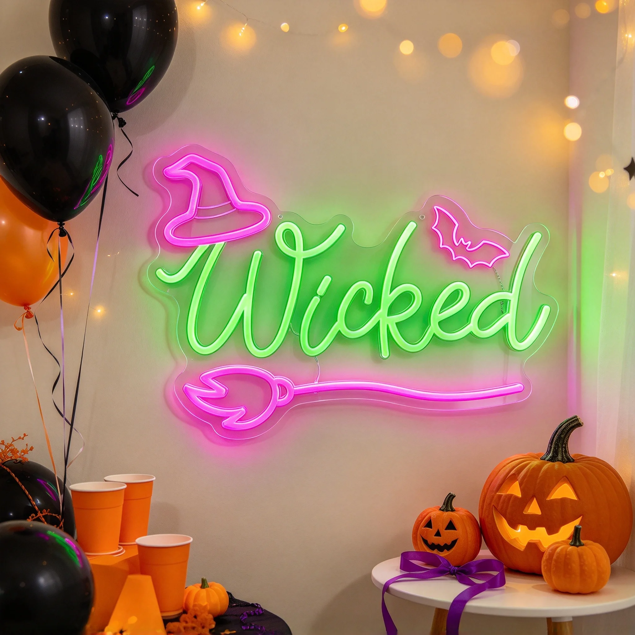 1 Halloween funny bat magic hat wall decoration light LED acrylic luminous light board switch button Halloween wall decoration