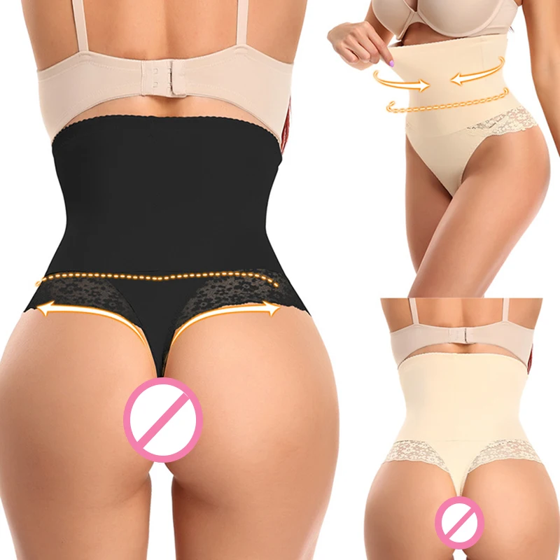 Sexy Lace High Waist Tummy Control Panties Women Thongs Panty Shaper Slimming Knickers Butt Lifter Belly Shaping Cincher Briefs