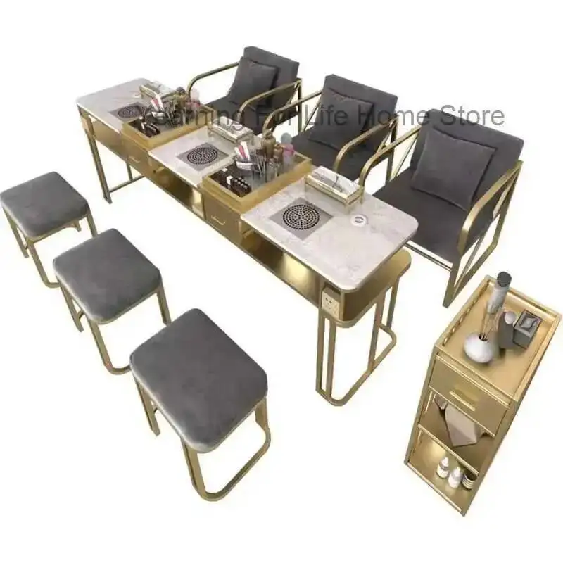 Barbershop Workstation Table Stand Accessories Manicure Nail Beauty Nail Table Modern Receptio Tavolo Per Unghie Salon Furniture