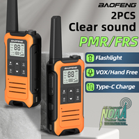 2pcs Baofeng F22 Mini Walkie Talkie PMR FRS Long Range Rechargable Flashlight Kids Two Way Radio Type-C Charger for Camping Trip