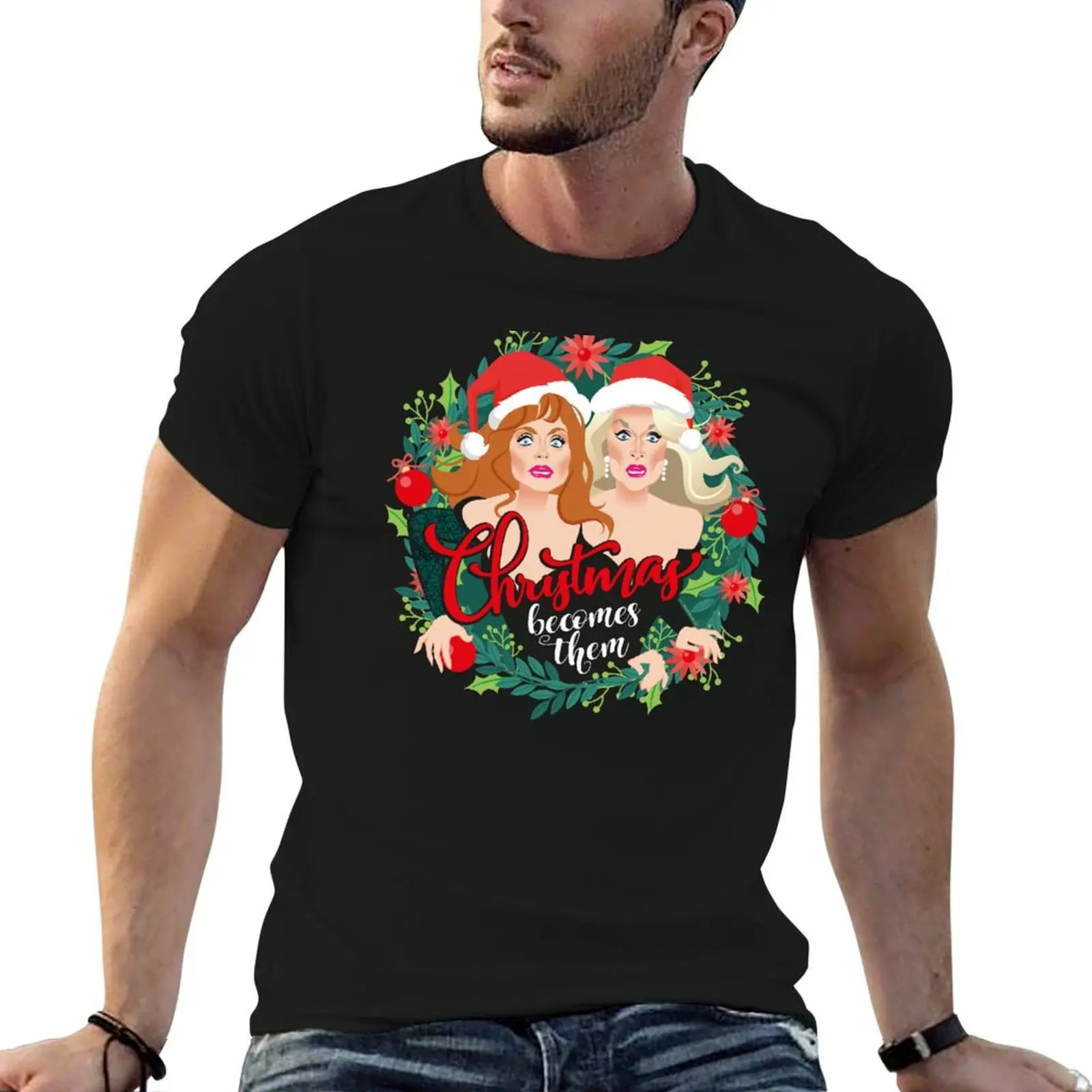 T-shirt décontracté ample de grande taille avec motif « Noël »