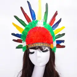 Native American Chief Headdress Indian Costume Feather Hair Dress Headpiece Headband Accessories for Adults and Kids
