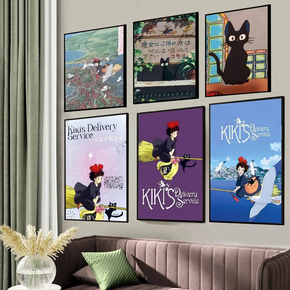 1 قطعة أنيمي K-Kikis D-خدمة التوصيل جيجي المشارك طباعة لغرفة النوم غرفة المعيشة ديكور المنزل اللوحة جدار الفن HD صورة جدارية #3