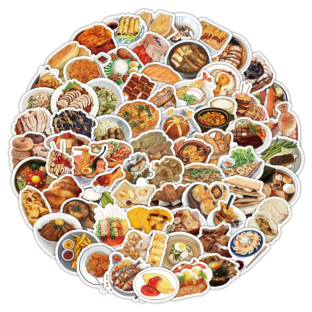 103PCS Cartoon Food Graffiti Stickers DIY Decoration Mobile Phone Case Notebook Water Cup Skateboard Toy Gift Stickers