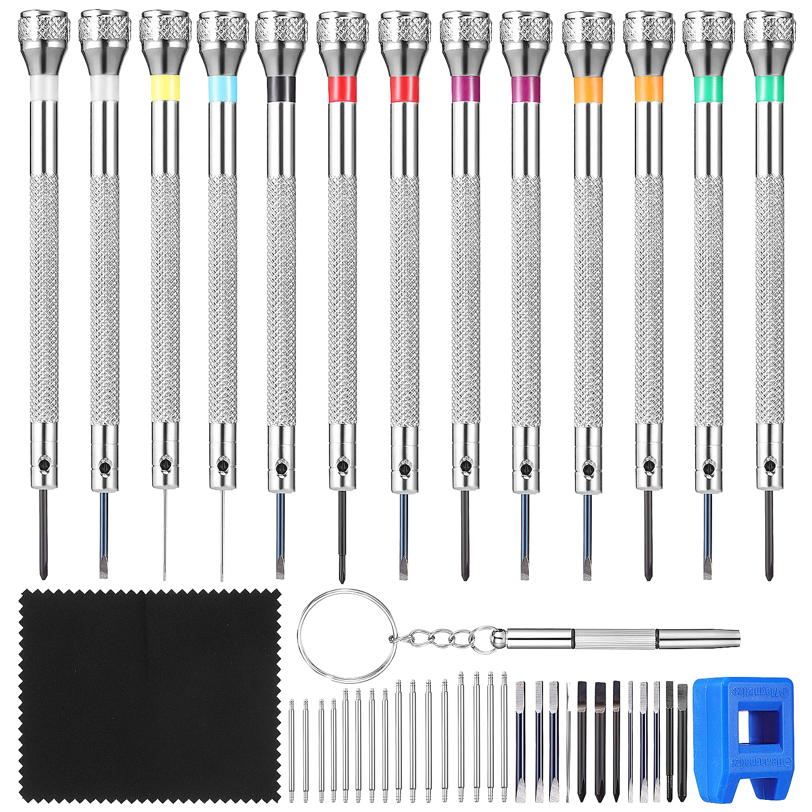 

16 Lugs Watch Repair Tools Mini Screwdriver Set Durable Steel Various Sizes Storage Box Watchmaker Accessories