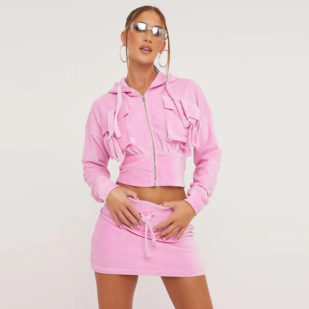 Nuovo 96SD Spicy Girl Felpa con cappuccio lunga da donna Sve Fce Set foderato Autunno Inverno Faion Ensemble per donna
