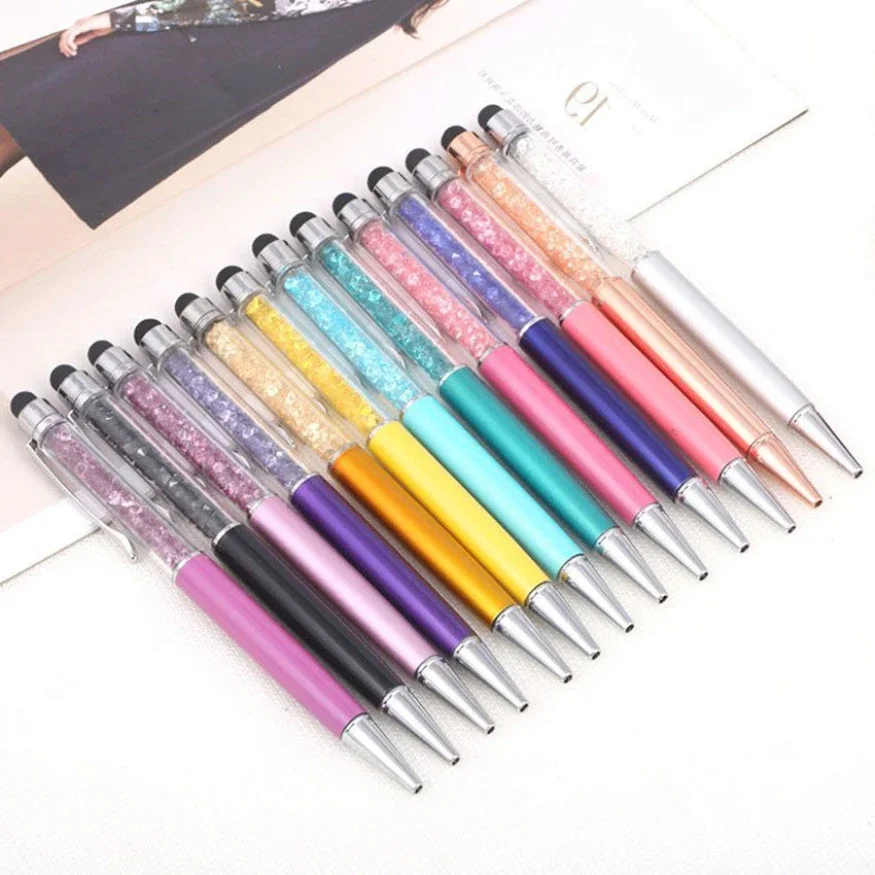 

1000pcs Crystal Diamond Ballpoint Pen Stylus for iPad iPhone Android Capacitive Touch Screen Device For Office&School Supplies