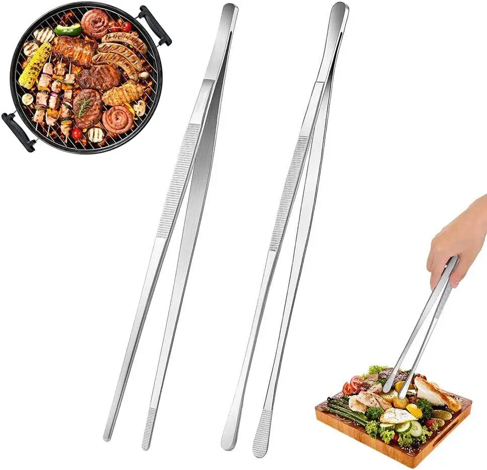 Stainless steel cooking tweezers long large grill meat kitchen tweezers tongs