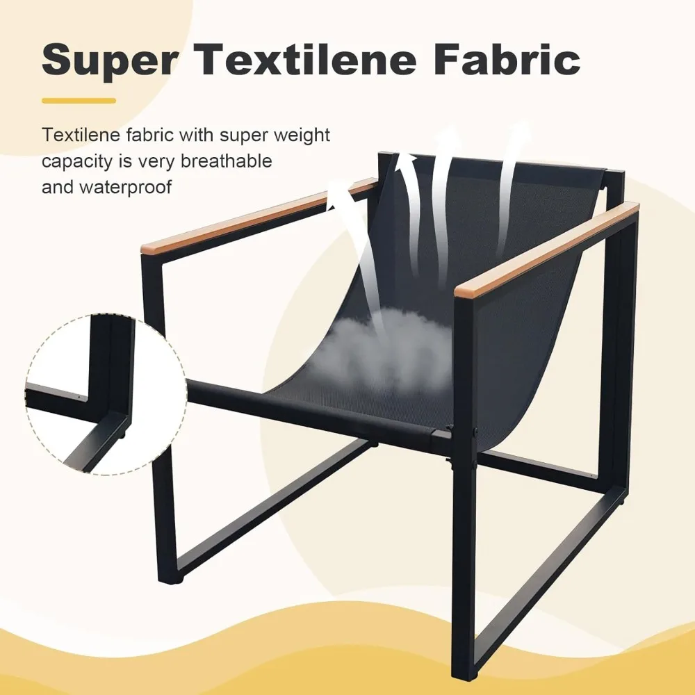 طقم أثاث فناء مكون من 3 قطع، طقم كراسي الشرفة الخارجية مكون من 2، أثاث شرفة للشقة مع كراسي وطاولة، يتضمن سميكة