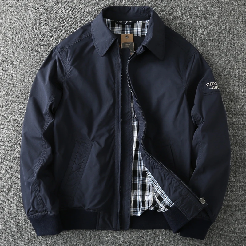 

Мужское осенне-зимнее ветрозащитное пальто Jaet Busin, повседневное универсальное облегающее пальто с воротником, однотонное двухслойное пальто для молодых мужчин...