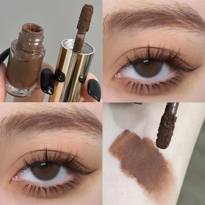 Sombra de ojos líquida con sentido de niebla, Flash fino, brillo mate, monocromático, Nacarado, maquillaje de ojos, Color tierra