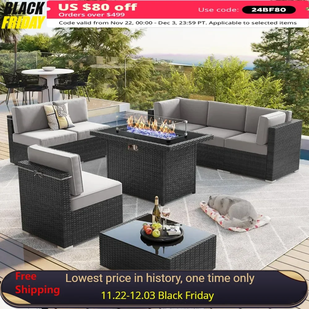 8 Piece Patio Furniture Set with 44