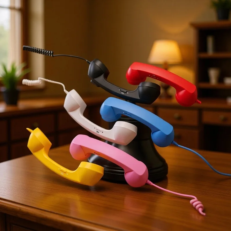 Hot Wired 3.5mm/Type-C Mobile Calls Telephones Landline Handle Receiver Retro Plug Play Phone Handset with Mic Call Accessories