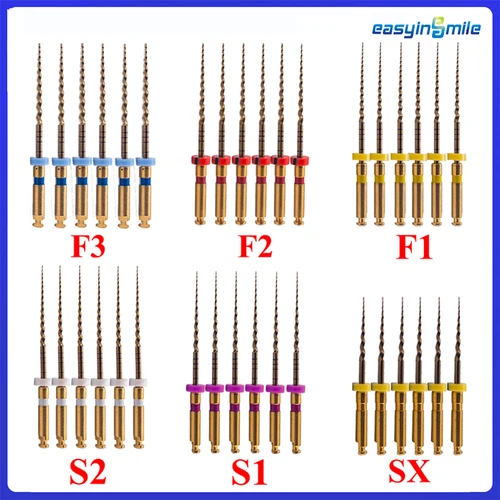 6 uds EASYINSMILE limas rotativas Endo dentales endodoncia x-pro cono dorado SX/S1/S2/F1/F2/F3 puntas de conducto radicular Niti 25/31mm para Motor