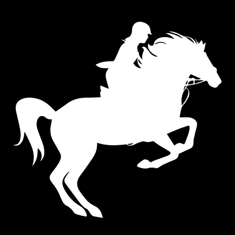 Car Sticker Horse Riding Sport PVC Car Shape Decoration Car Decoration Decals Creative Waterproof Black/white,15cm*14cm