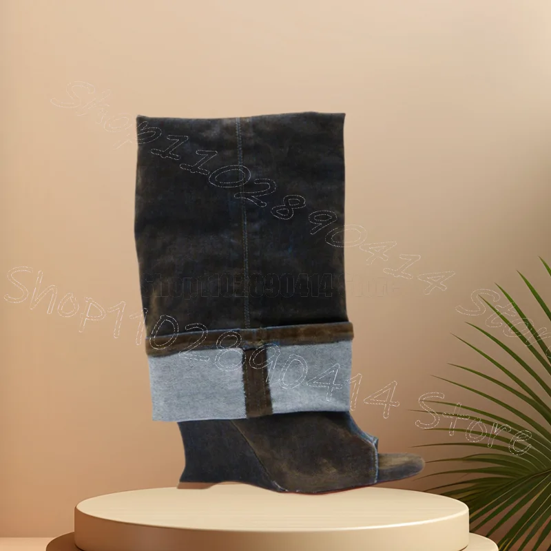 Button Design Brown Suede Strange Style Heels Boots Slip On Women Shoes Open Toe Party Banquet Dating 2025 Zapatos Para Mujere